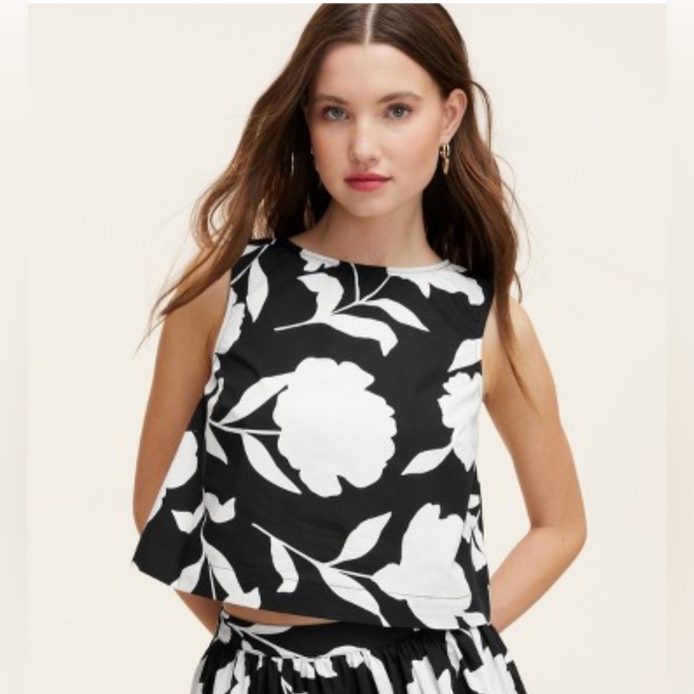Kate Spade for Target Black & White Classic Rose Shell Sleeveless Top, NWT, XS